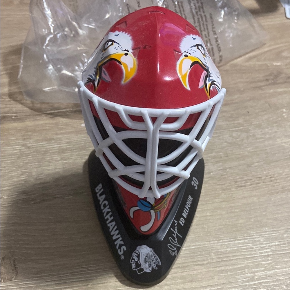 McDonalds 1996-97 ED BELFOUR NHL Chicago Blackhawks Goalie Mask Helmet